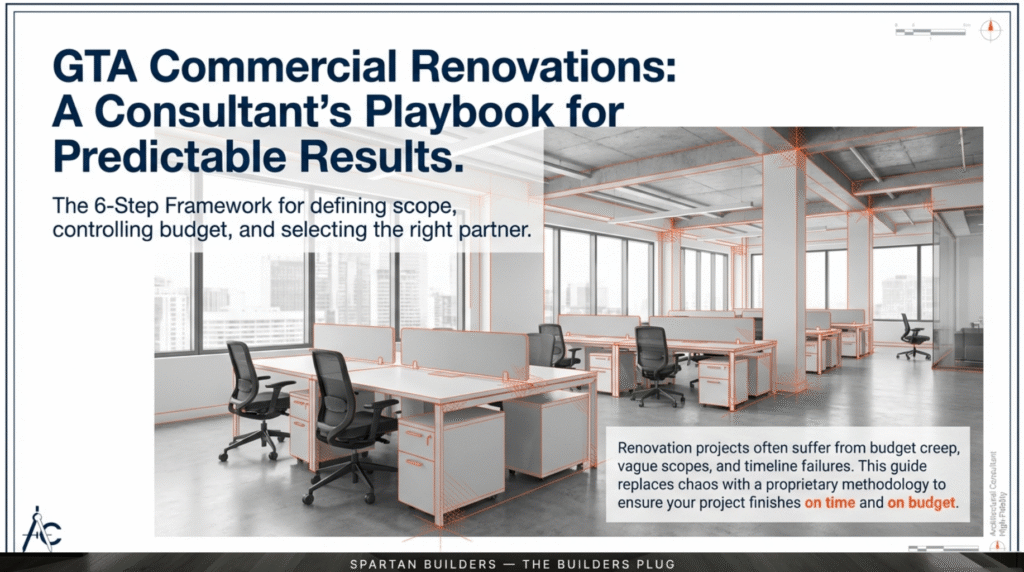 Cover of the GTA Commercial Renovation Playbook for predictable project results.
