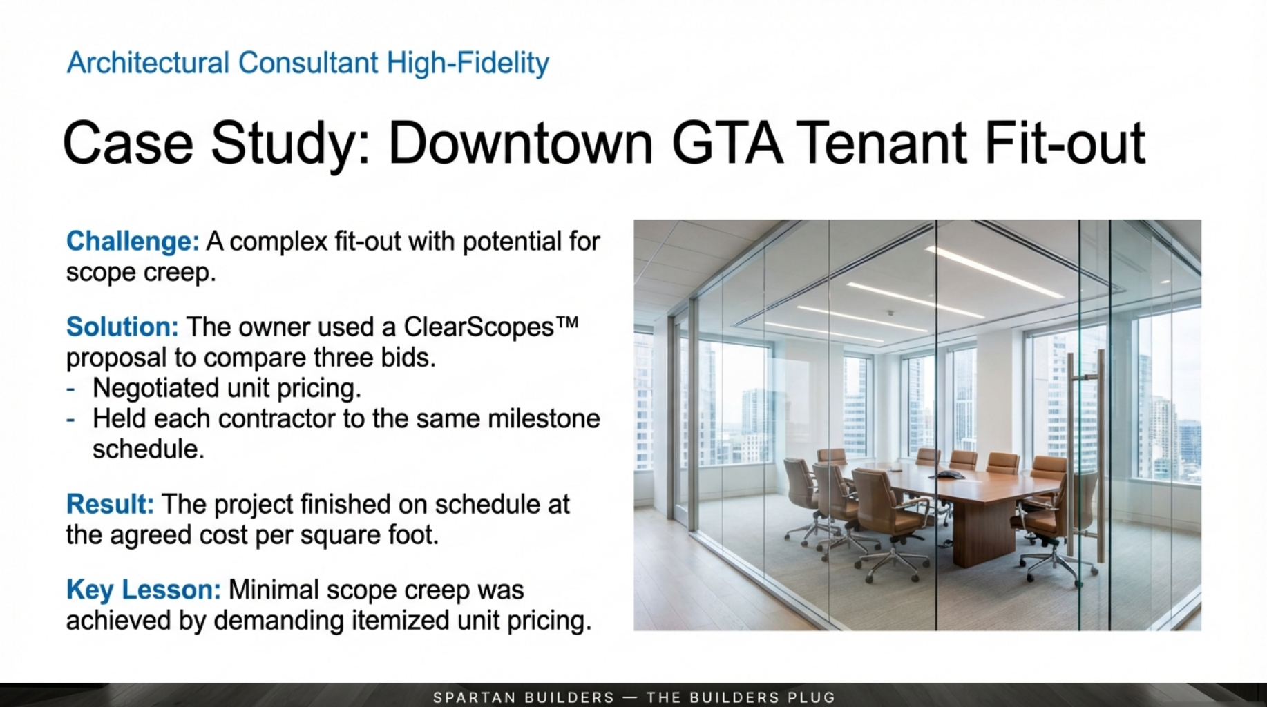 Introduction to the ClearScopes proprietary method for locking in commercial scope and schedule.